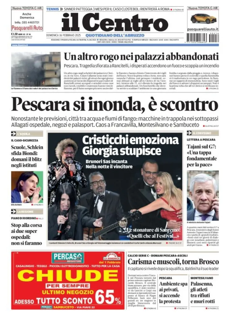 Prima-pagina-il centro-oggi-edizione-del-2025-02-16